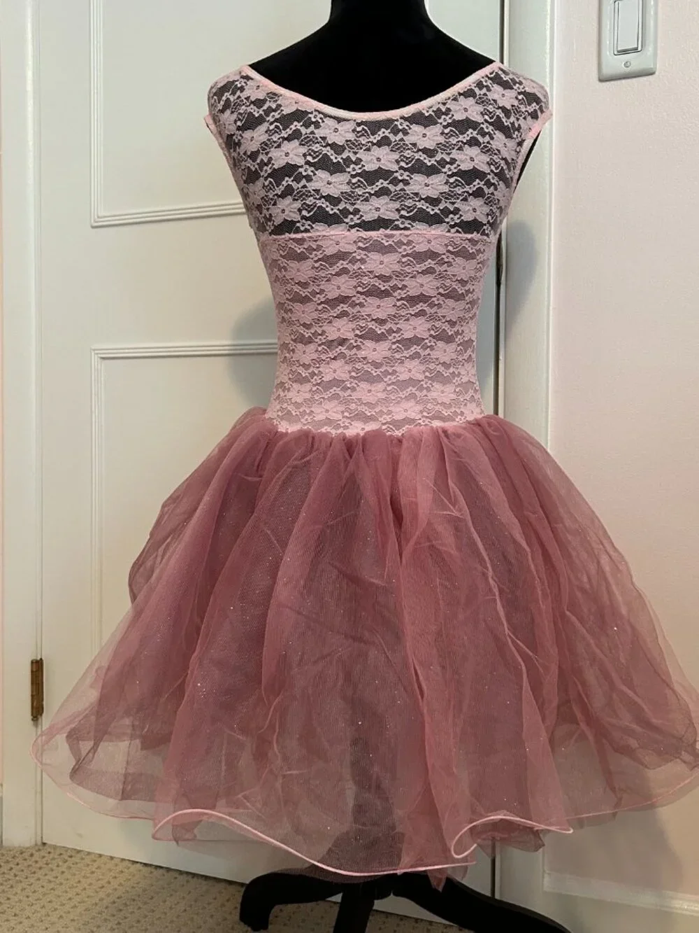 Weissman Girl's Pink Ballet Dress with Sparkle Tulle Skirt Dance Costume Size LC